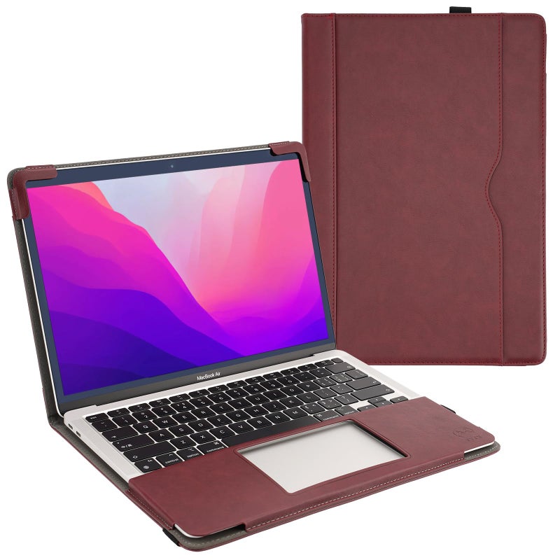TT TYTX TYTX Compatible with MacBook Pro Leather Case 13 Inch 2016-2022 (A1989 A1706 A1708 A2159 A2289 A2251 A2338 M1 M2) Laptop Sleeve Protective Folio Book Cover (New MacBook Pro 13", Wine Red) - Image 1